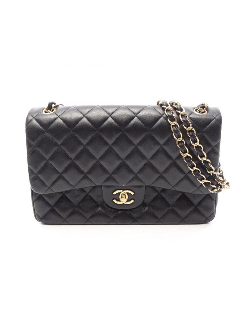 Chanel Shoulder Bag Maxi Quilted 30 Classic Large Double Flap Black Lambskin
